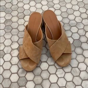 Suede block heel sandals